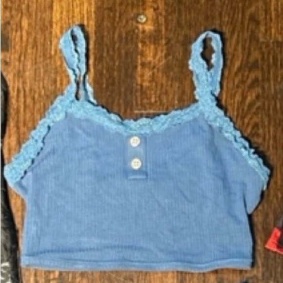 2 -pc  blue crop top Jammie set - size small. Great condition - Picture 2 of 3